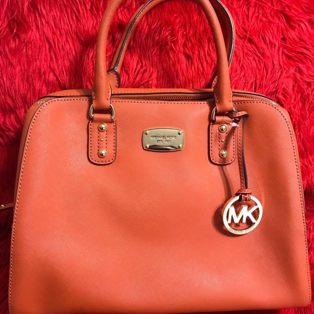 Brand New Michael Kors Burnt Orange Satchel Saffiano Purse